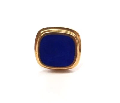 14K Yellow Gold Blue Lapis Gemstone Inlay Tie-Tack Pin - Image 1 of 4