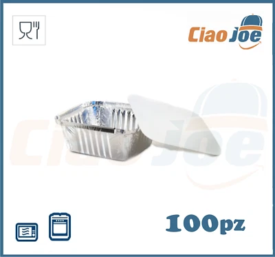 Vaschette Alluminio 1 porzione con coperchi per alimenti 100 pz - Immagine 1 di 2