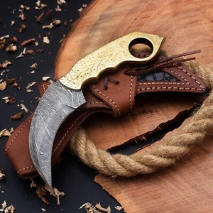 AU Custom Handmade Damascus Steel 230mm Full-Tang Karambit Knife - Picture 1 of 5