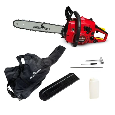 Crytec 38cc 16'' 2 Stroke Petrol Chainsaw 40cm Wood Saw Garden Log and Carry Bag - Image 1 of 2