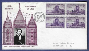 US 1947 Crosby FDC "Utah Statehood" issue #950 - Picture 1 of 2