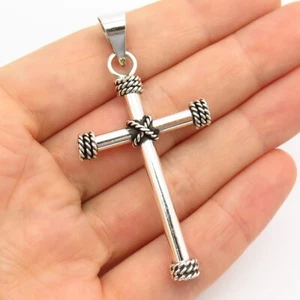Pendentif croix motif torsadé en argent sterling 925 - Photo 1 sur 4