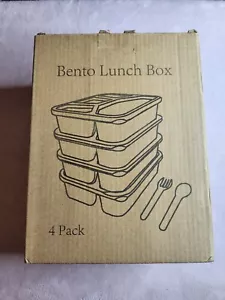 Bento 4 Pack Meal Prep Lunch Containers with 4 Compartments, Durable Lunch Box - Picture 1 of 6