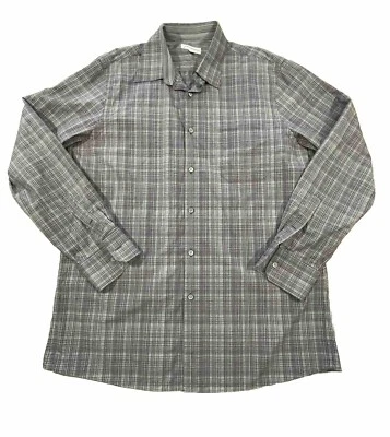 Camisa Para Hombres John W. Nordstrom Manga Larga Botón Delantero Talla XL Púrpura A Cuadros Foto 1 de 4