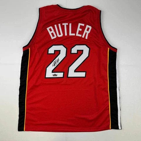 Facsimile Autographed Jimmy Butler Miami Red Reprint Jersey Size Men's XL Cover