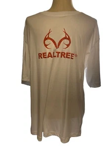 Realtree Antlers Mens XL White Blaze Orange Short Sleeve Logo Performace T-Shirt - Picture 1 of 4
