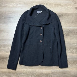 Ibex Reese Cardigan Sweater Jacket Black Womens Large Merino Wool Button Up - Picture 1 of 8