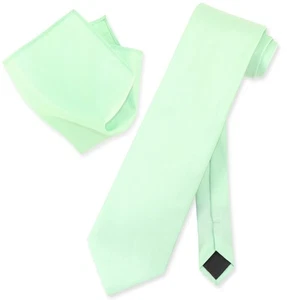 Vesuvio Napoli Sólido VERDE LAUREL Color Pañuelo para el Cuello Conjunto de Corbata para Hombre - Imagen 1 de 2