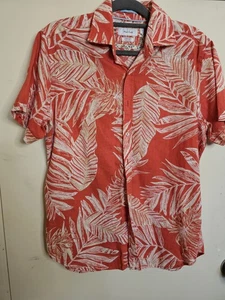 Camisa Porter & Ash Hombre Mediana M Roja Estampado Hawaiano Lino Informal Abotonada - Imagen 1 de 9