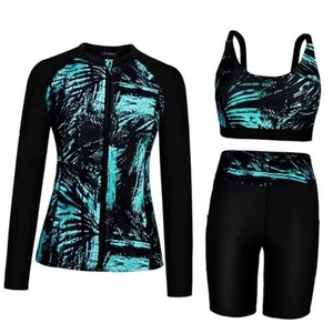 Womens Rash Guard Long Sleeve Swim Shirts Swimsuit 2025 Bathing Medium Green - Picture 1 of 6