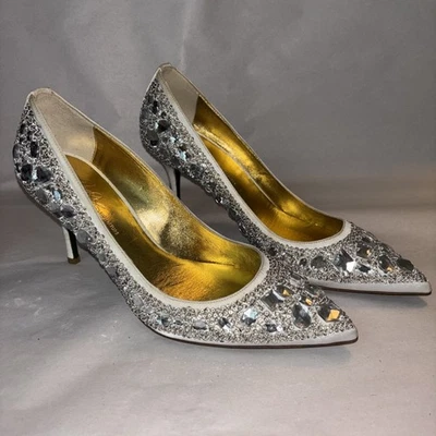 Donald J. Pliner "Nitza" Embellished Beaded Cinderella Wedding Formal Pump EUC - Image 1 of 4