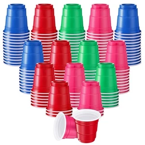 200 Pcs 2 oz Plastic Shot Glasses Disposable Shot Cups Colored Mini Cups Summ - Picture 1 of 6