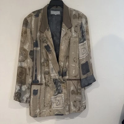 Blazer Vintage Platina por Dorothy Schoelen Prata Metálica e Bronze -Grande - Imagem 1 de 4