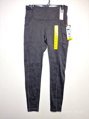 Mondetta 女士黑色拉丝提花打底裤口袋中腰 S 码 — 第 1/4 张图片