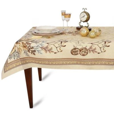 Gobelin Tablecloth Teflon With Lurex Christmas Golden Poinsettia - Image 1 of 4