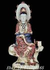 Old Yuan Dynasty Blue White Red Glaze Porcelain Guanyin Kwan-Yin Buddha Statue