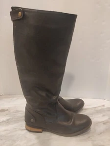 Rampage Ignition Dark Brown Knee High Boots Cork Heel Size 6M Back Zip Snap - Picture 1 of 10