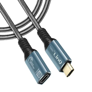 Câble Rallonge USB-C Charge 100W Vidéo 8K Transfert 20 Gbps 2m LinQ Gris / Noir - Photo 1/6
