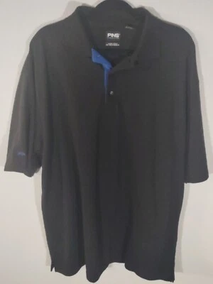 Рубашка поло для гольфа мужская Ping X Large черная синяя отделка короткий рукав хлопковая смесь - Изображение 1 из 4