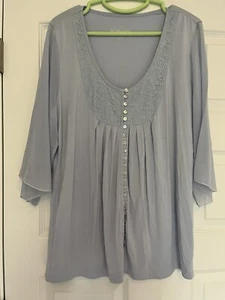 Blusa campesina Soft Surroundings en azul claro talla grande para mujer encaje divertido B25 - Imagen 1 de 5