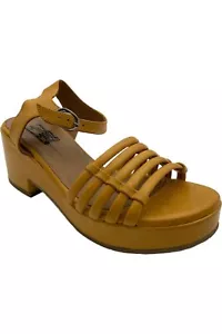 Miz Mooz Leather Wide Width Heeled Sandals Graciela Ochre - Picture 1 of 3