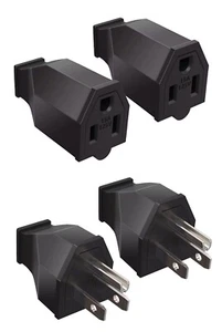 4 NEW EXTENSION CORD ENDS 125V 15A 2 POLE 3 WIRE MALE PLUGS & FEMALE CONNECTORS - Picture 1 of 3