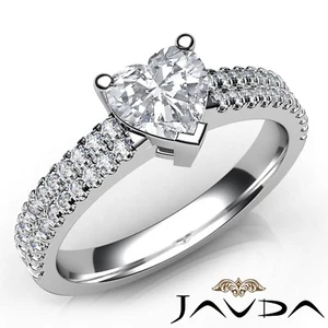 2 Row Shank Sidestone Heart Diamond Engagement Ring GIA E-VS2 White Gold1.03ctw - Picture 1 of 4