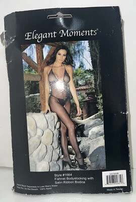 Elegant Moments Women's Sexy Black Fishnet Bodystocking Lingerie OS - Image 1 of 4