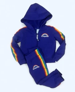 Crayola 2T Soft Fleece sweatshirt Pants Set Purple Rainbow accents Hoodie - Picture 1 of 7