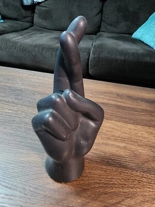 FINGERS CROSSED Art Decor Black Ceramic Statue It’s Art! - Picture 1 of 2