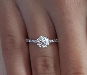 0.7 Ct Double Claw Pave Round Cut Diamond Engagement Ring SI2 H Treated
