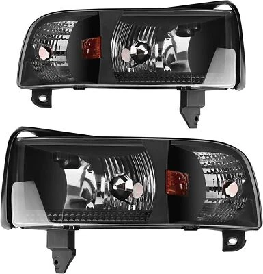 Black Headlights + Corner Signal Lamps For 1994-2001 Dodge Ram 1500 2500 3500 - Image 1 of 4