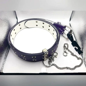 Purple Vegan Leather Grommet Belt +15" Wallet or Belt Chain New - Picture 1 of 11