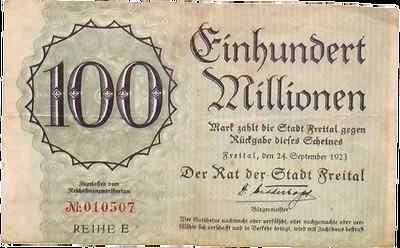 1923 Germany FRIETAL 100.000.000 / 100 Million Mark Banknote - Image 1 of 2