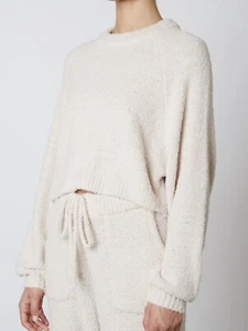 NIA Plush Cropped Raglan Sweater in Natural | SZ Medium - Picture 1 of 10