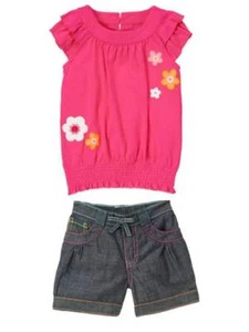 Gymboree Rainbow Cabana Pink Flower Smocked Top & Chambray Shorts Set 9 NEW NWT - Picture 1 of 1