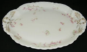 Plato Haviland & Co. 14" - Borde dorado rosas rosadas - Imagen 1 de 3