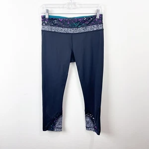 Lululemon Run: Inspire Crop II (Mesh) Biggie Fleur Sombre Caspian Blue Black 6 - Picture 1 of 12