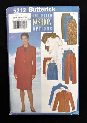 Butterick 5212 Women's Jacket, Top, Skirt, Pants 1997 Pattern size 16W-20W Uncut - Image 1 of 3