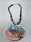 ONE OF THE BEST VINTAGE SANTO DOMINGO TURQUOISE CORAL STERLING SILVER NECKLACE