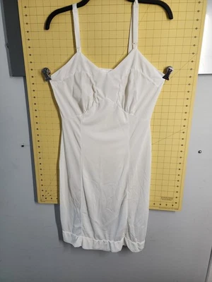 Camisón de Colección Años 60 Carol Brent Talla 14/36 Sin Mangas Completo Lencería Blanca Nylon Foto 1 de 4