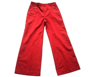 Womens Vintage 60s Trousers Red Wide Leg Retro Indie Mod 14 - Picture 1 of 3