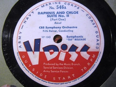 Live CBS Radio Broadcast V DISC 546 FRITZ REINER Ravel DAPHNIS AND CHLOE - Image 1 of 2
