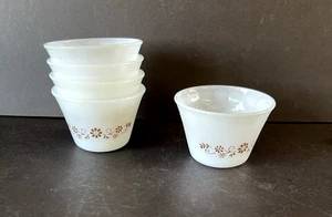 Vintage Dynaware Custard Cups Termocrisa Brown Floral #23 Set of 5 Excellent - Picture 1 of 7