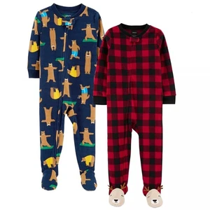 Carter's Toddler Boys' 2 Pack Fleece Footie Pajamas 2T - Picture 1 of 1