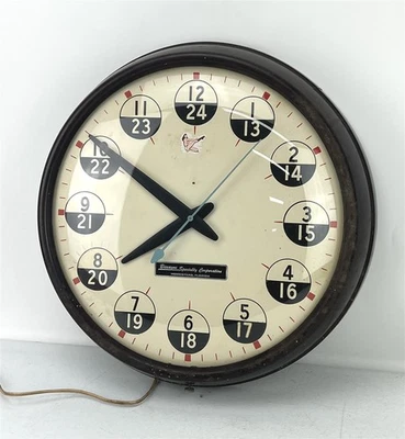 RELOJ DE PARED ELÉCTRICO VINTAGE GE Biscayne 12/24 horas tiempo militar industrial 18" Foto 1 de 4