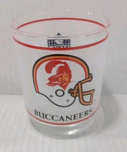 NFL Tampa Bay Buccaneers, Old Logo, 4" Frosted Bar Glasses, Mobil, VG - Picture 1 of 9