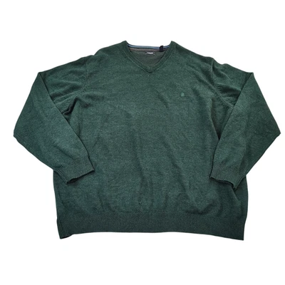 Suéter Izod Para Hombres Grande y Alto Cuello en V Verde - 3XLT Algodón Acrílico Tejido Foto 1 de 4
