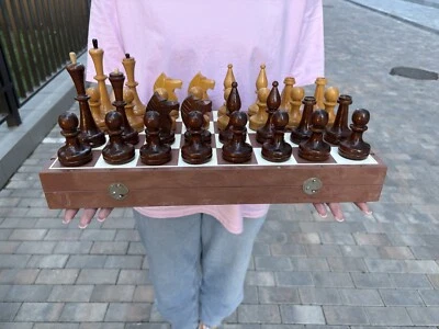 BIG  Tournament Wooden Chess set with BIG Plastic board. - Image 1 of 4