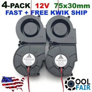 12v Gdstime 75x75x30mm Brushless Turbo Blower Cooling Fan 75mm 7530 2-pin 4-Pack - Picture 1 of 7
